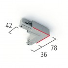 Eutrac L-Verbinder für 3-Phasen Aufbau, weiß, Erdung innen