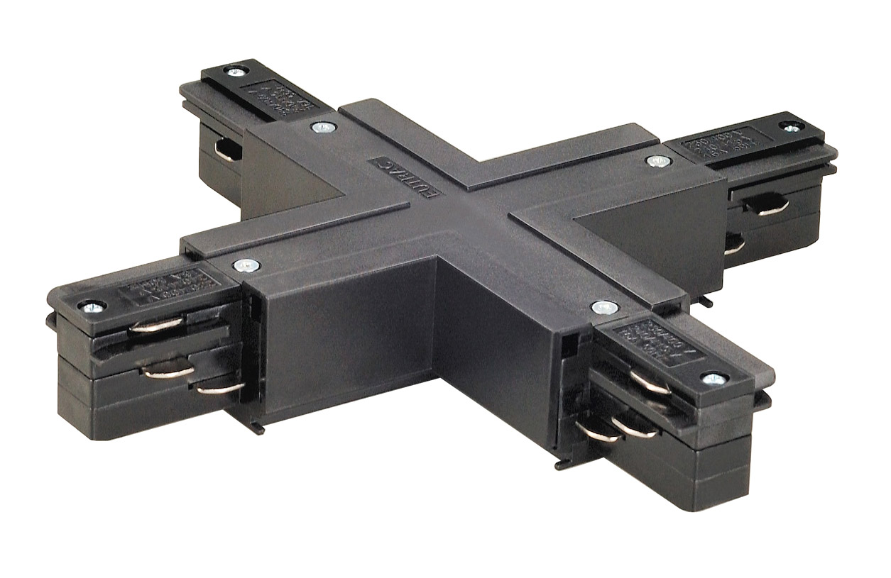 Eutrac 3-Phasen Aufbauschiene X-Verbinder schwarz