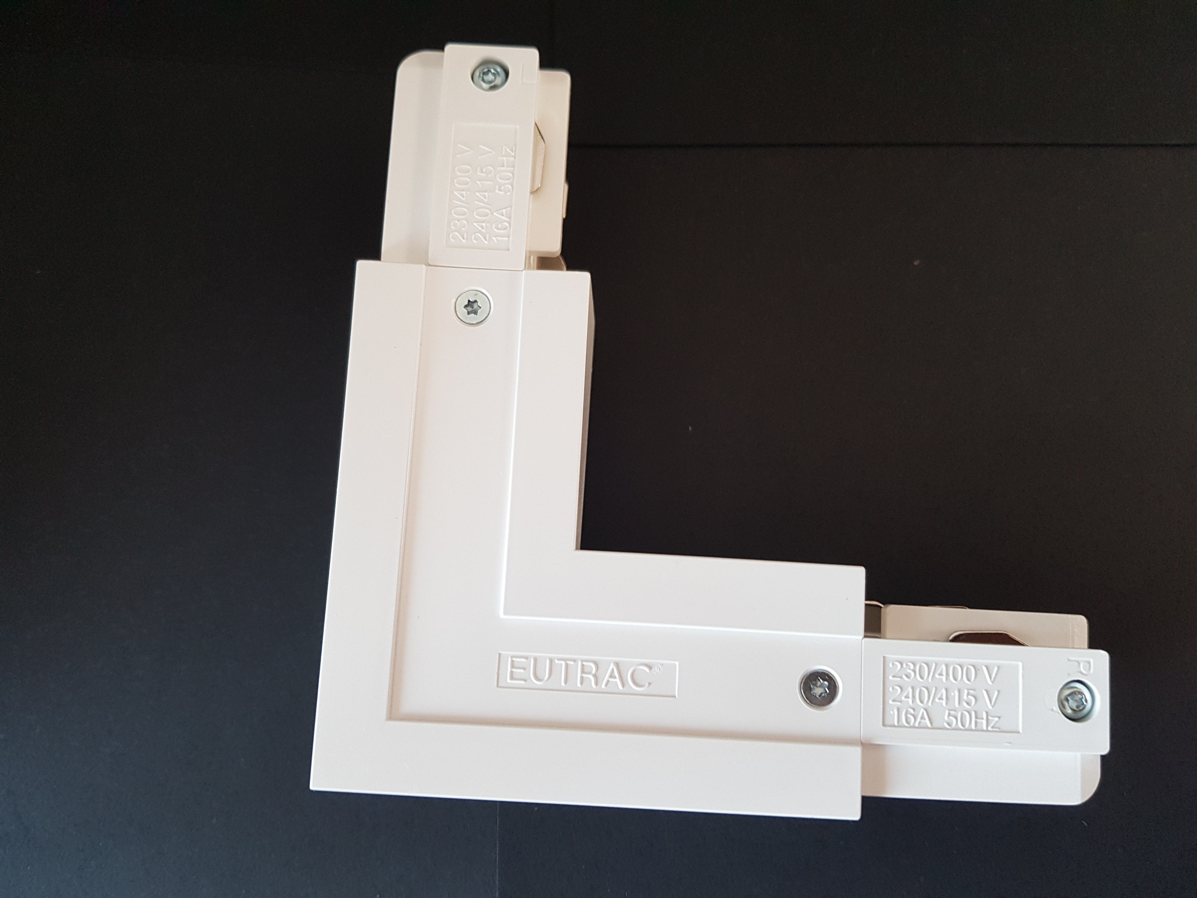Eutrac L-Verbinder für 3-Phasen Aufbau, weiß, verkehrsweiß
