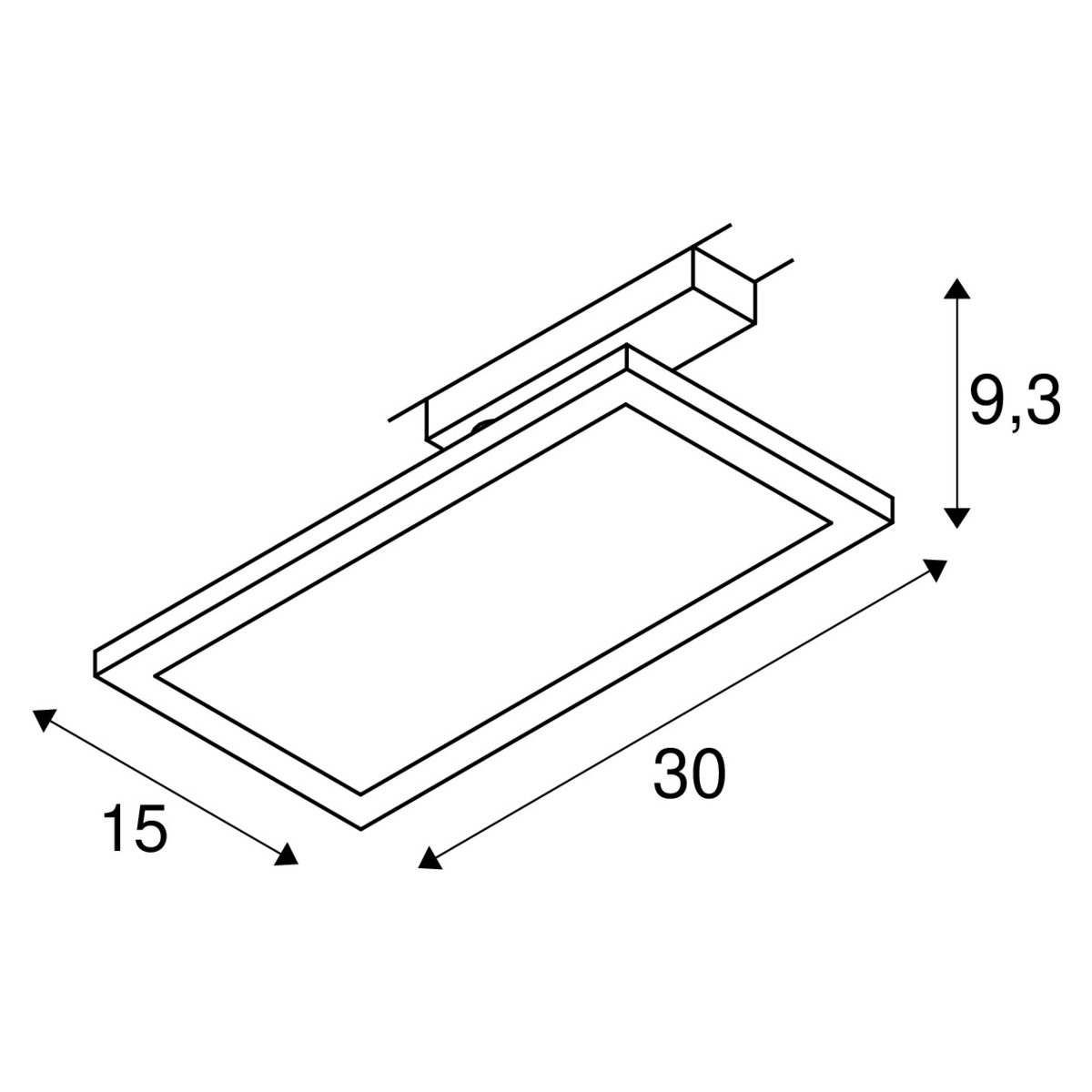 technische Zeichnung Panel Track für 1-Phasen-Schienen weiß