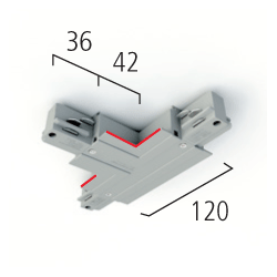 Eutrac T-Verbinder 3-Phasen Einbau, Erdung rechts, links und innen