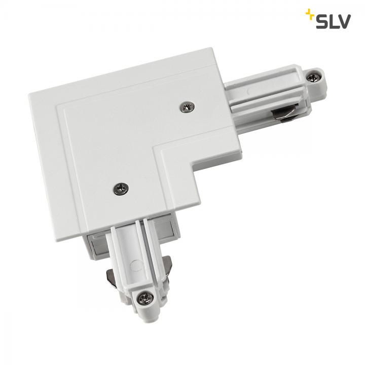 Eckverbinder für 1-Phasen HV-Stromschiene, weiss, Erde aussen