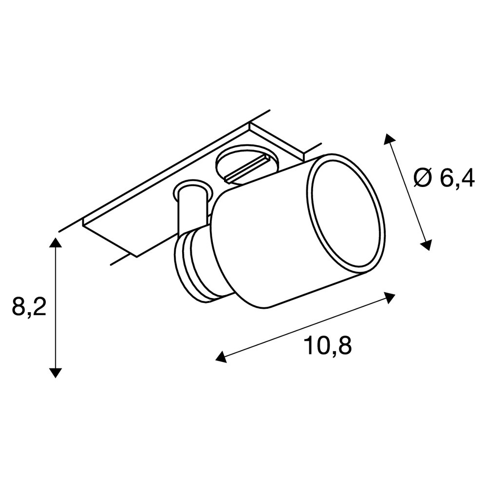 Puri Track Glas GU10 für 1-Phasen technische Zeichnung