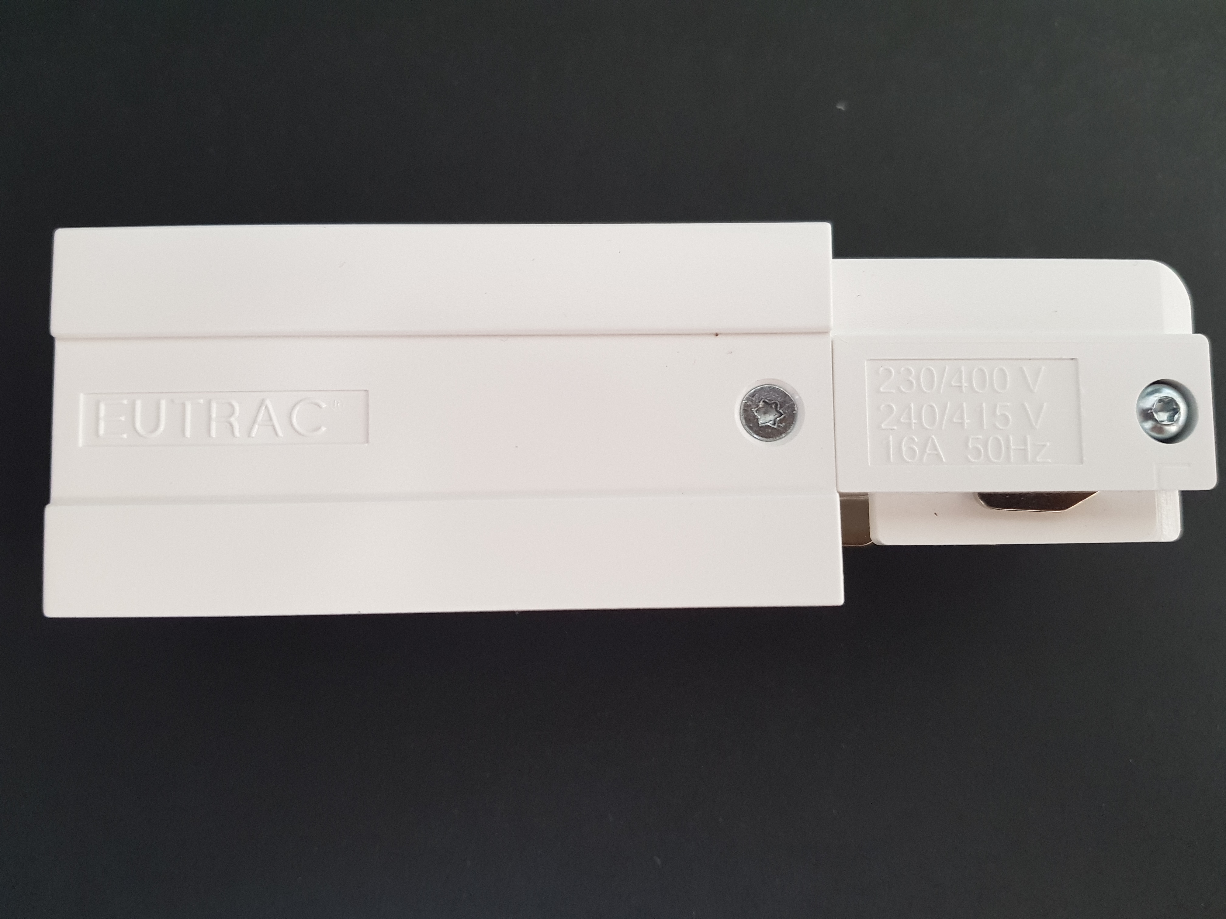 Eutrac Einspeiser für 3-Phasen Aufbau, weiß, Erdung links