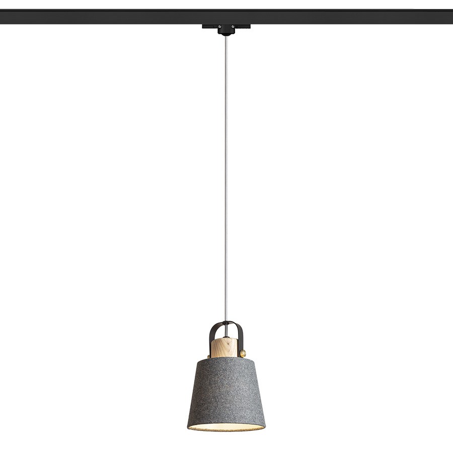 CHOUPETTE Pendelleuchte für 3-Ph-Schiene schwarzgrau Textilien/Holz 230V E27 15W 03