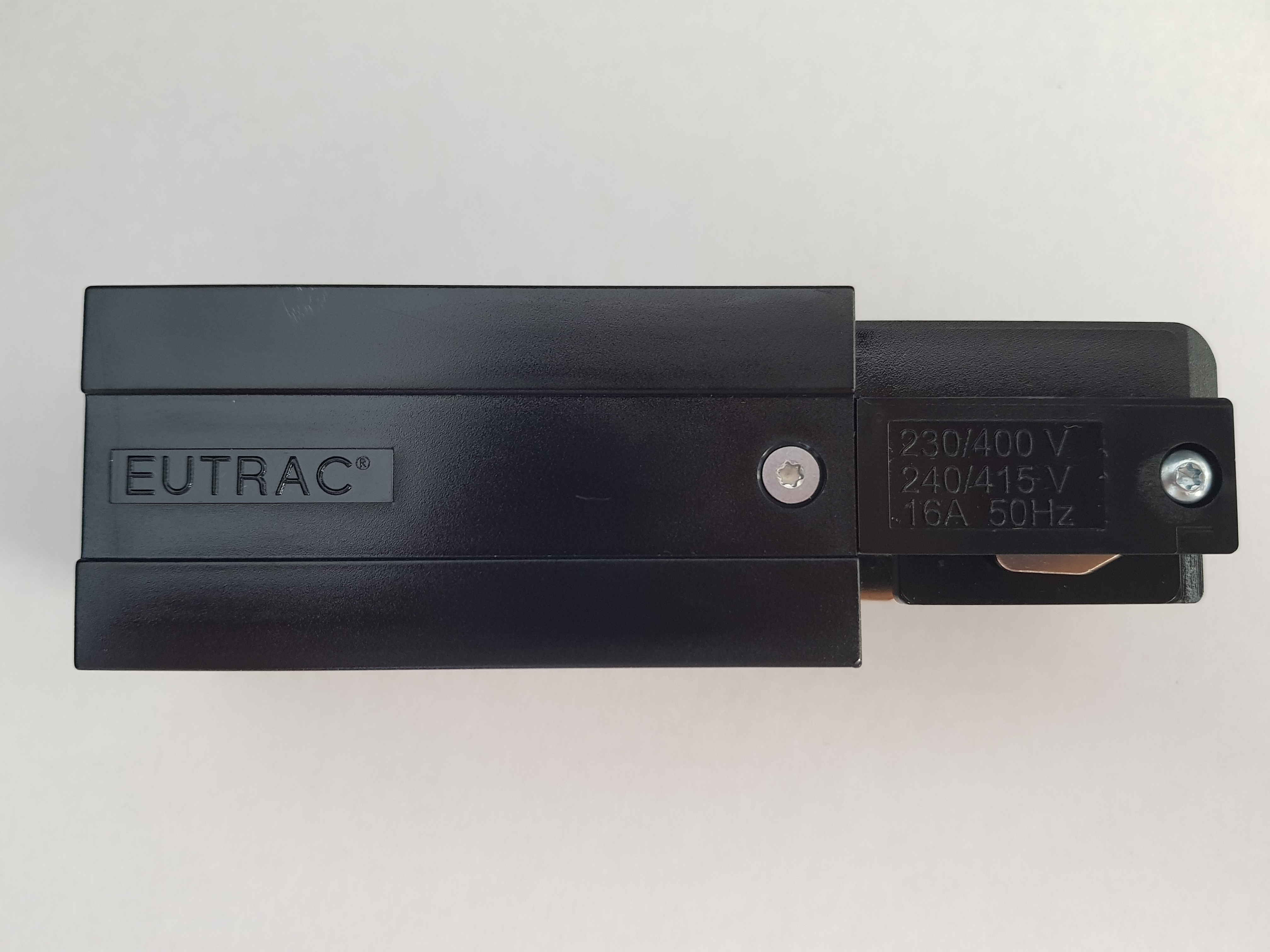 Eutrac Einspeiser für 3-Phasen Aufbau, schwarz Erde links