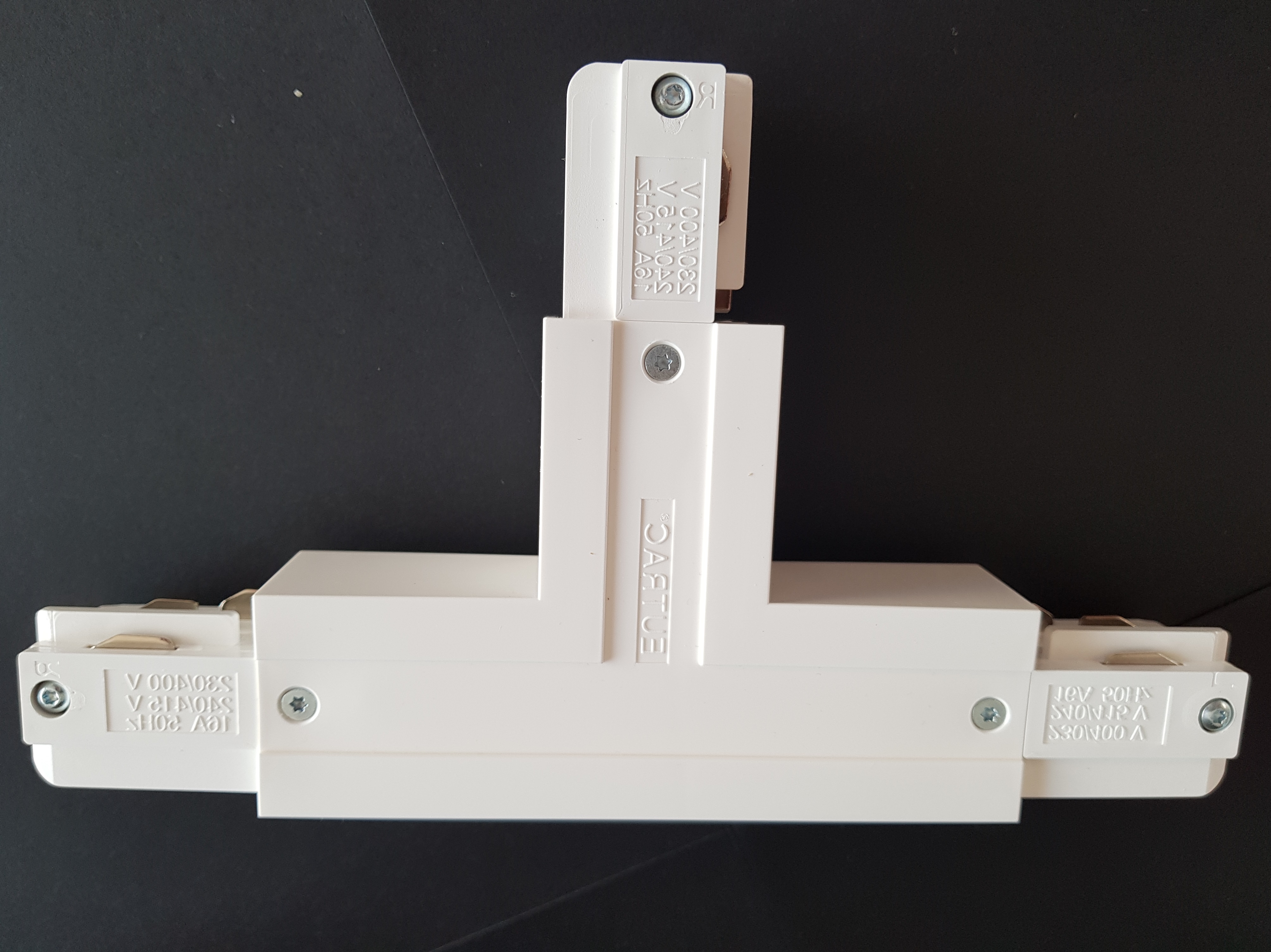 Eutrac T-Verbinder für 3-Phasen Aufbau, weiß, Erde recht