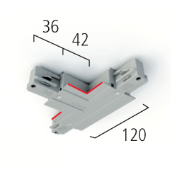 Eutrac T-Verbinder 3-Phasen Einbau, Erdung rechts, links und innen 